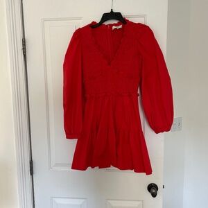 Tomato red long sleeve dress